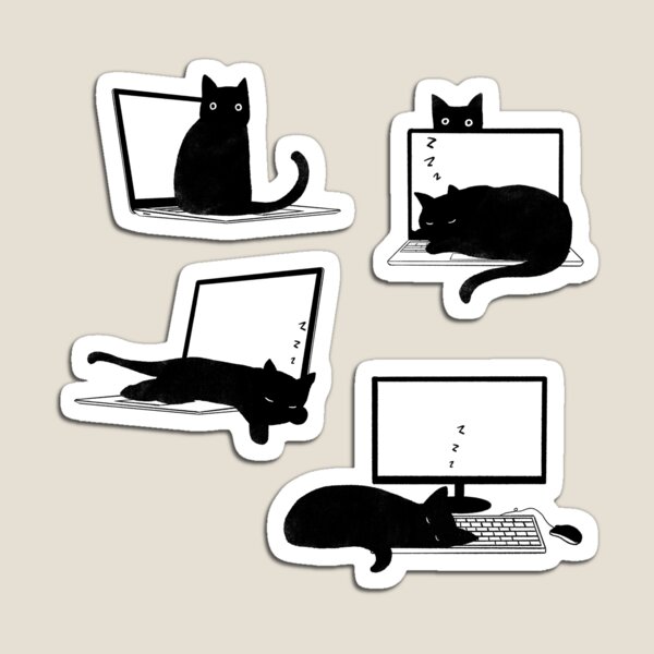 Cats Sitting on Laptops Magnet