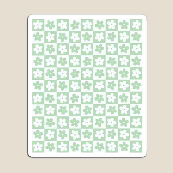Item preview, Light Pastel Green and White Checkered Squares with Flowers designed and sold by xxroseate.
