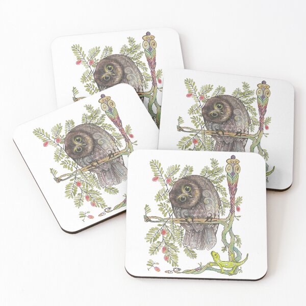 Item preview, Morepork and gecko designed and sold by Linda Bassett.