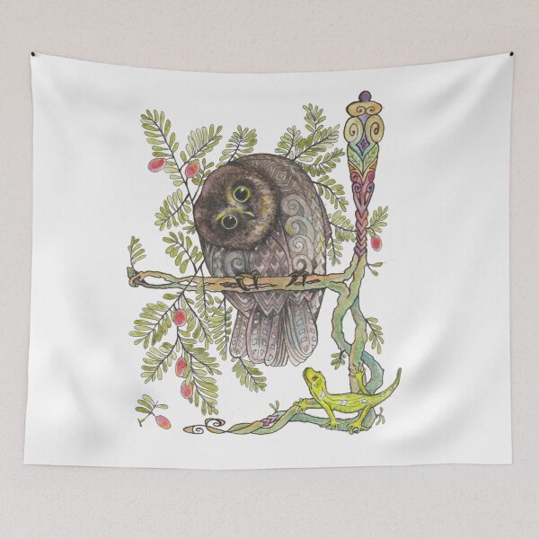 Item preview, Morepork and gecko designed and sold by Linda Bassett.