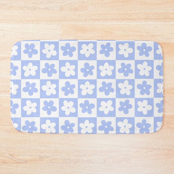 Item preview, Periwinkle and White Checkered Squares with Flowers designed and sold by xxroseate.