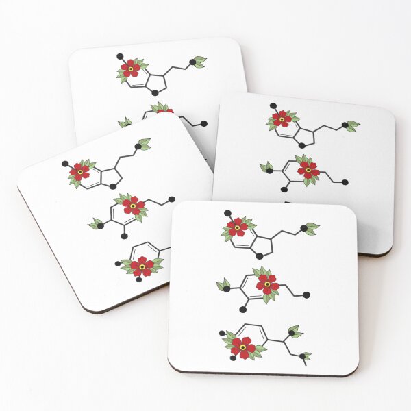 Item preview, Serotonin, Dopamine, Adrenaline: floral molecules with red petals and green leaves designed and sold by 10pmCreations.