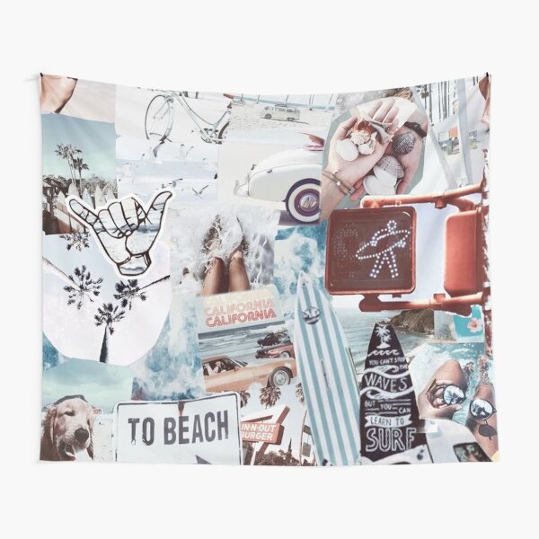 Vsco blue waves collage Tapestry
