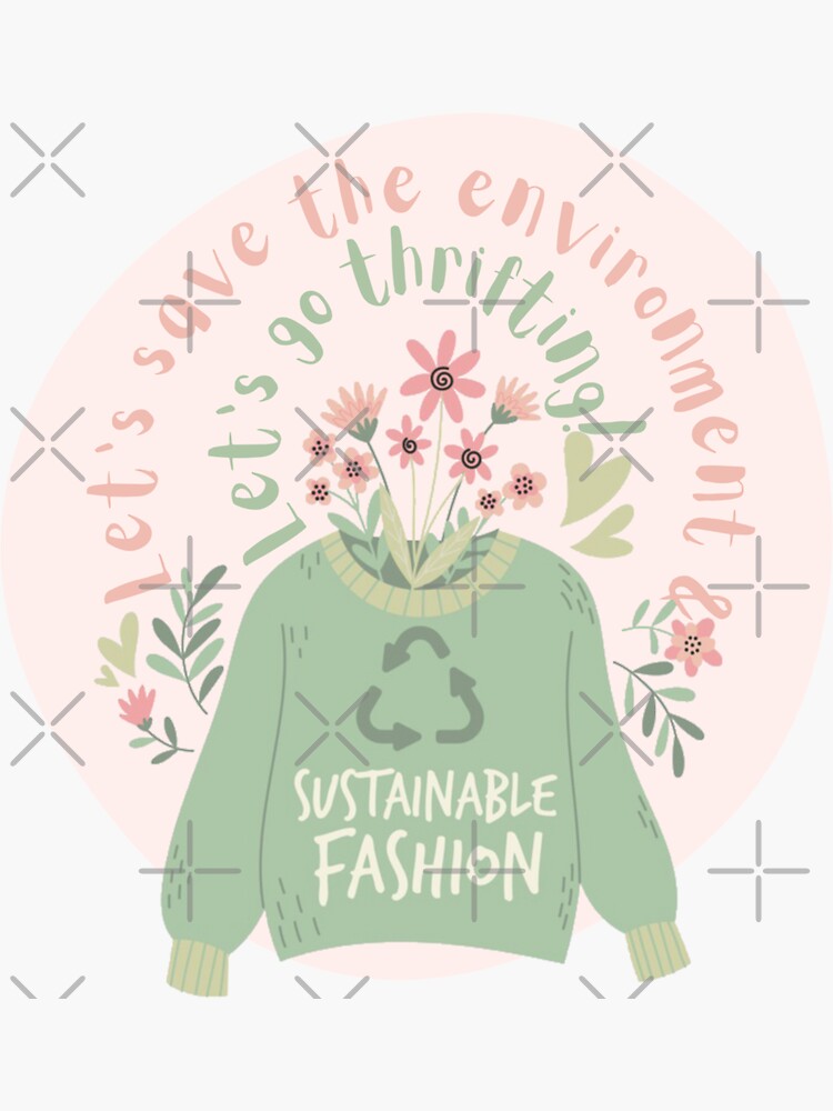 Thumbnail 3 of 3, Sticker, Save the Environment and thrift designed and sold by Dollfacedesign.