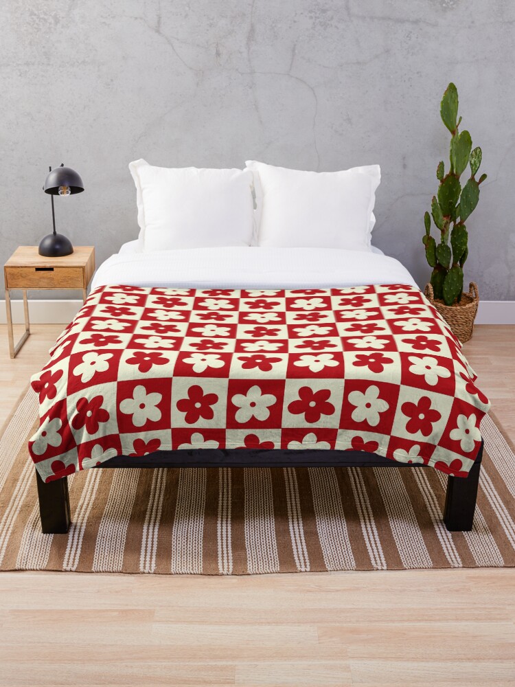 Red and 2025 cream throw blanket