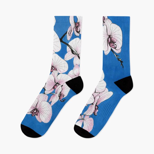 Item preview, Pink orchids on a blue background designed and sold by Olga Shashok.