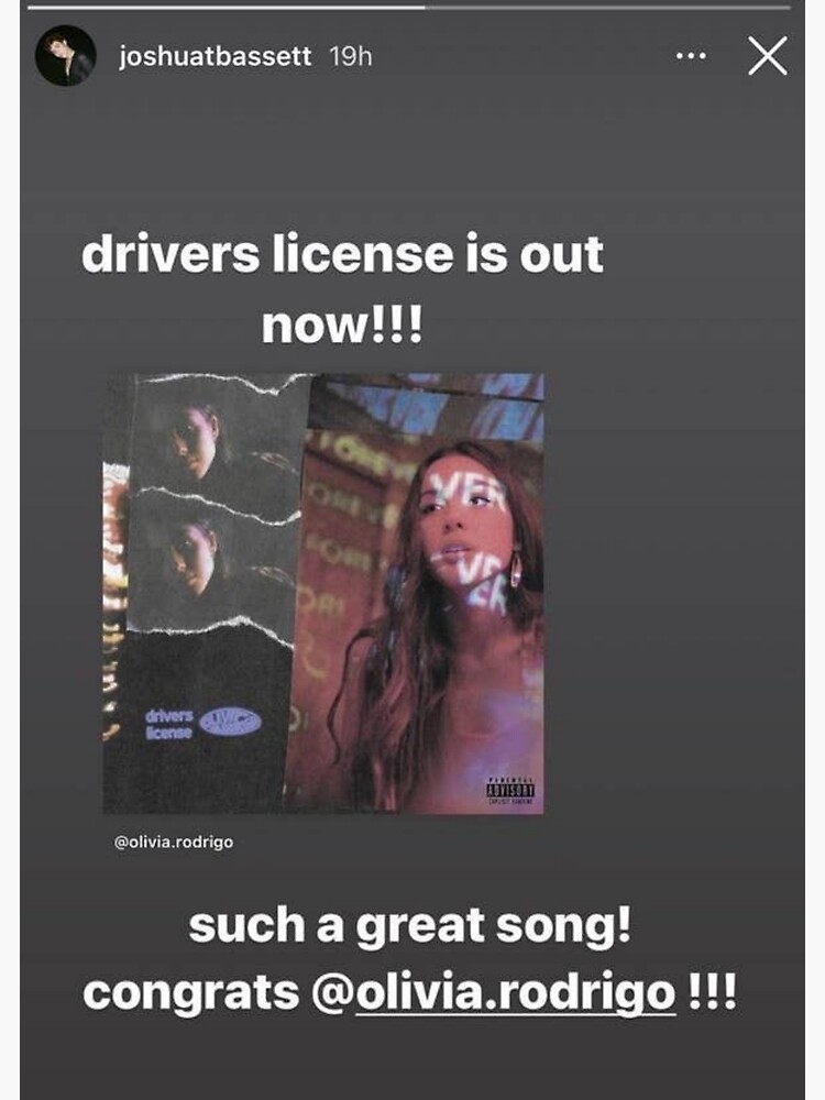 "Driver's License Instagram Story Joshua Bassett Olivia Rodrigo" Art