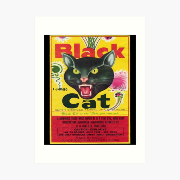 Black Cat Firecrackers Art Prints Redbubble