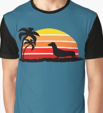 Dachshund on Sunset Beach Graphic T-Shirt