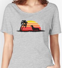 Dachshund on Sunset Beach Women's Relaxed Fit T-Shirt