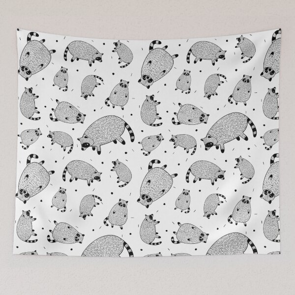 Item preview, Little Racoon Pattern B&W designed and sold by htimagery.
