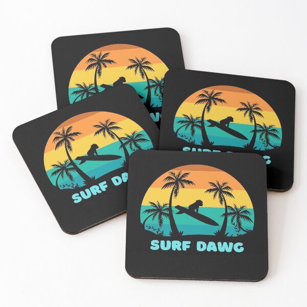 Item preview, Surf Dawg Surfer Dog Retro Sunset designed and sold by JustSayingGifts.