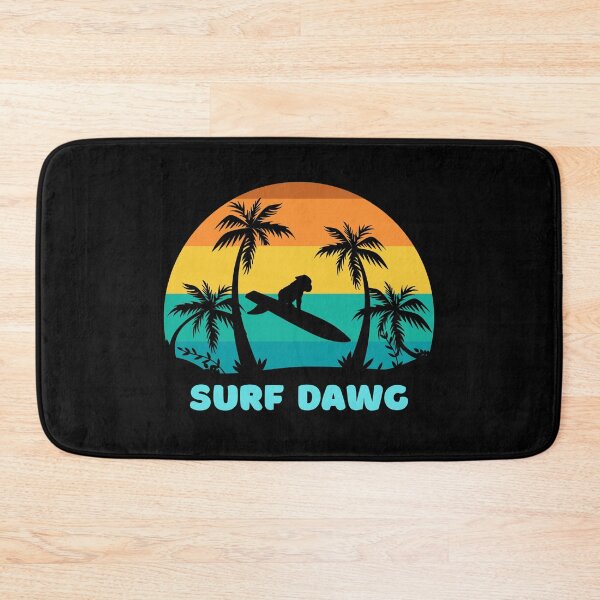 Item preview, Surf Dawg Surfer Dog Retro Sunset designed and sold by JustSayingGifts.