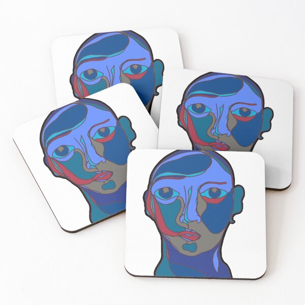 Item preview, Blue Abstract Face designed and sold by alisonjaya.
