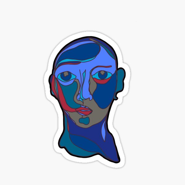 Item preview, Blue Abstract Face designed and sold by alisonjaya.
