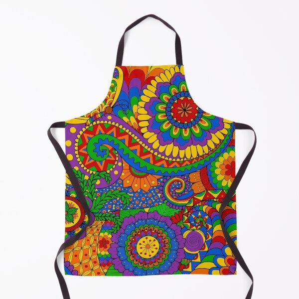 Happy Hippy Psychedelic Rainbow Design Apron