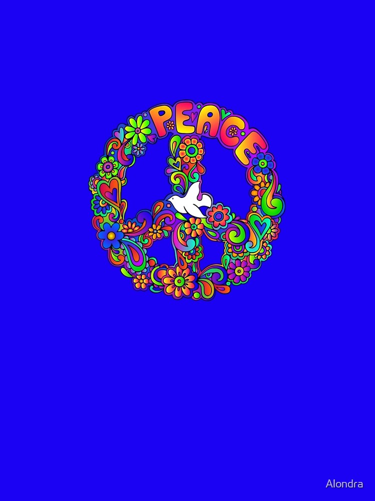 Flower Power Retro Hippie Peace Symbol by Alondra