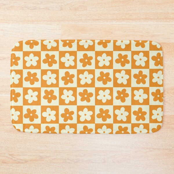 Item preview, Light Orange and Cream Checkered Squares with Flowers designed and sold by xxroseate.