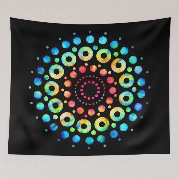 Item preview, Unique Rainbow Multi-Color Circle Mandala Tie-Dye Design Pattern // Red Orange Yellow Green Blue Purple designed and sold by AEJdesign.