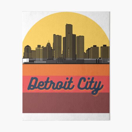 Artikel-Vorschau von Detroit City Wolkenkratzer Skylines Vintage Sonnenuntergang Retro Silhouette, designt und verkauft von AParallelWorld.