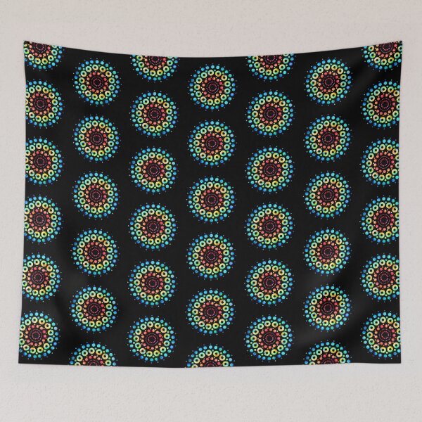 Item preview, Unique Rainbow Multi-Color Circle Mandala Tie-Dye Design Pattern // Red Orange Yellow Green Blue Purple (V2) designed and sold by AEJdesign.