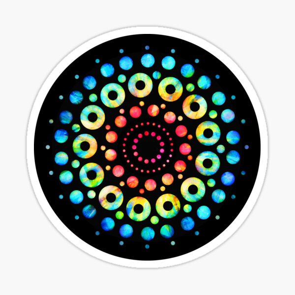 Unique Rainbow Multi-Color Circle Mandala Tie-Dye Design Pattern // Red Orange Yellow Green Blue Purple (V2) Sticker