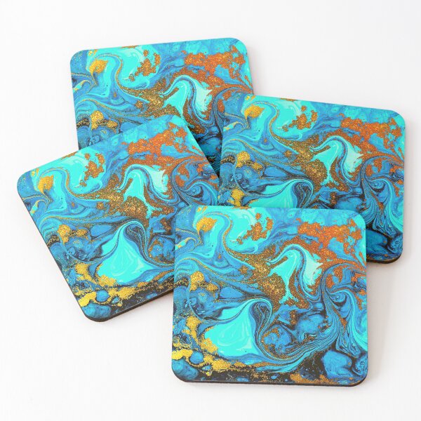 Item preview, Agate Geode Acrylic Pour & Swipe, Geode Drip, Blue Gold Gemstone, Geode Artwork designed and sold by Black11Flamingo.