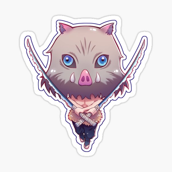 "Inosuke Hashibira With Mask Chibi" Sticker by ace1021 | Redbubble