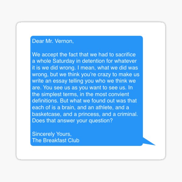 Item preview, The Breakfast Club - 'Dear Mr. Vernon' Text designed and sold by shannonnoelle.