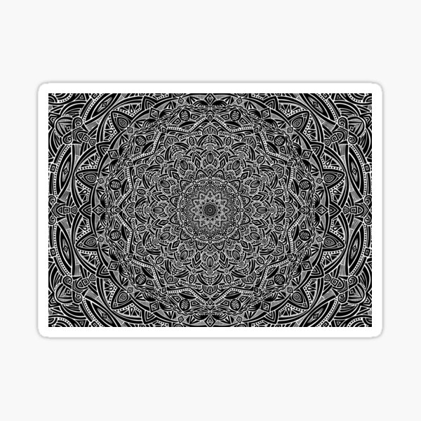 Most Detailed Mandala! (Black and White) Intricate Detail Ethnic Contrast Mandala Design Zentangle Maze Pattern Sticker