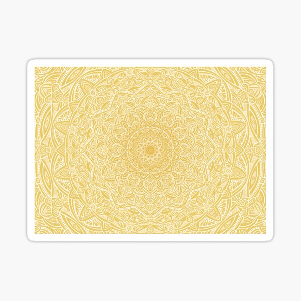 Most Detailed Mandala! (Pale Mustard Yellow) Intricate Detail Ethnic Contrast Mandala Design Zentangle Maze Pattern Sticker
