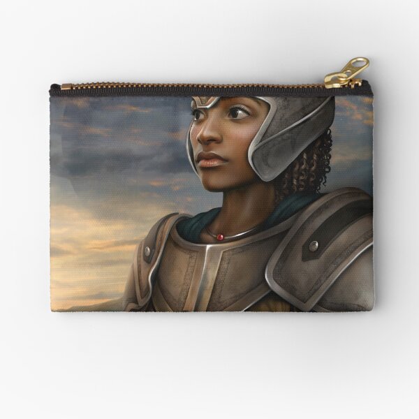 Female African American Warrior In Armor Original Art Digital Design Gift Idea For My Mom Mother Mum Mommy Mother's Day Daughter Black Women Woman Graduation Gift For Her Zipper Pouch