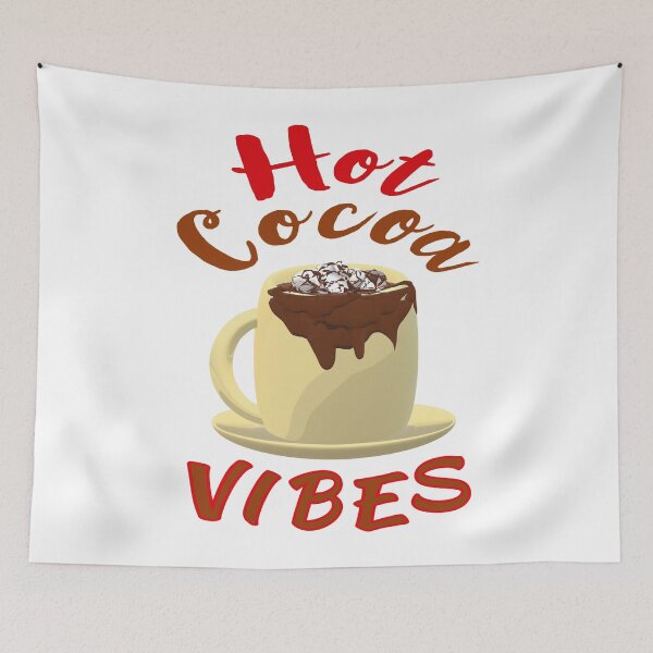 Item preview, Hot Cocoa Vibes. Mug of Hot Cocoa with Marshmallows and Chocolate Drizzles. (Red Letters - White Background) designed and sold by ArtByLM.