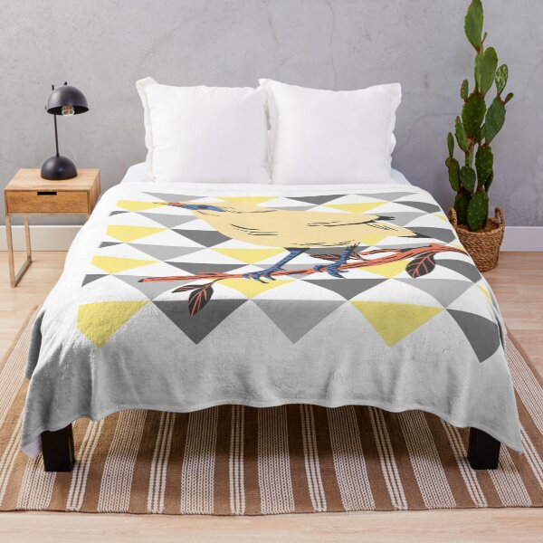 Item preview, yellow starling bird on abstract yellow and grey background designed and sold by Atleta-Cali.