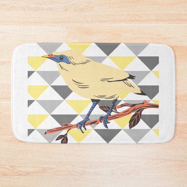 Item preview, yellow starling bird on abstract yellow and grey background designed and sold by Atleta-Cali.