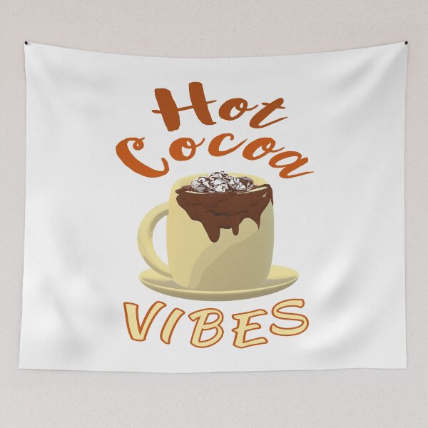 Item preview, Hot Cocoa Vibes. Mug of Hot Cocoa with Marshmallows and Chocolate Drizzles. (Cream Letters - White Background) designed and sold by ArtByLM.