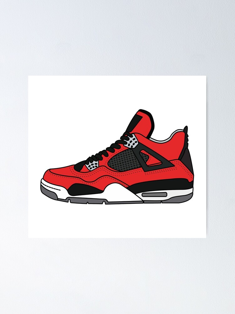Jordan 1 Dibujo de zapatillas rojas y negras  Arte de pared  Etsy España