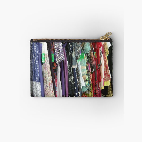 Item preview, an op shop rack full of bright colourful hippy clothes designed and sold by lakazdi.