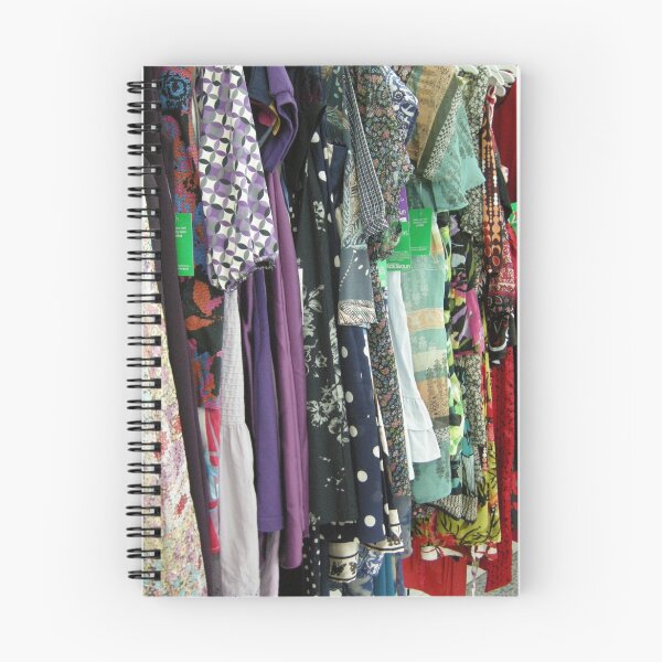 Item preview, an op shop rack full of bright colourful hippy clothes designed and sold by lakazdi.