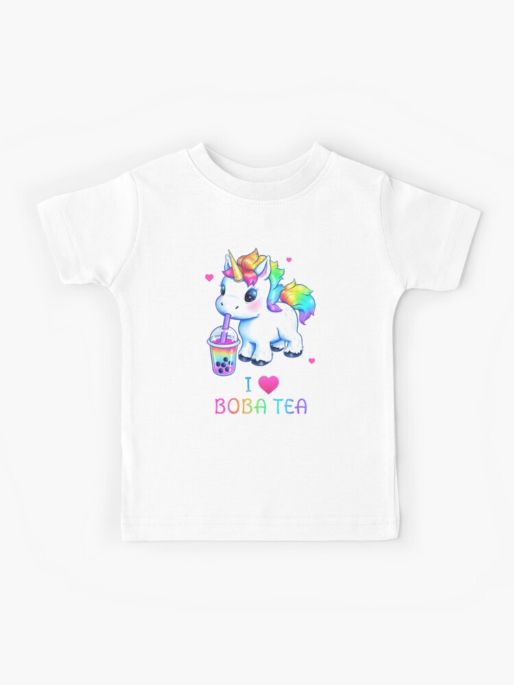 Thumbnail 1 of 2, Kids T-Shirt, I Love Boba Tea Unicorn designed and sold by Leslie Evans.