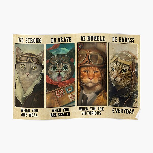 Sugar Skull Be Strong Be Brave Be Humble Be Badass Lover Cat Poster No Frame Poster