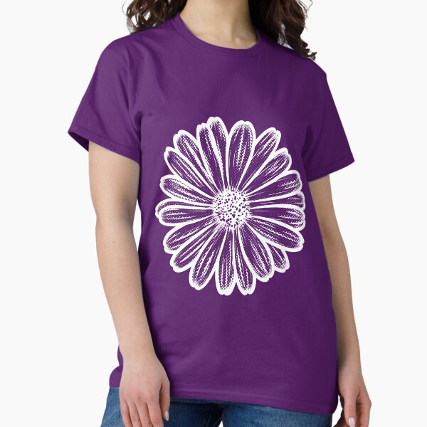 Beautiful Daisy Flower, Halftone Illustration Light Classic T-Shirt
