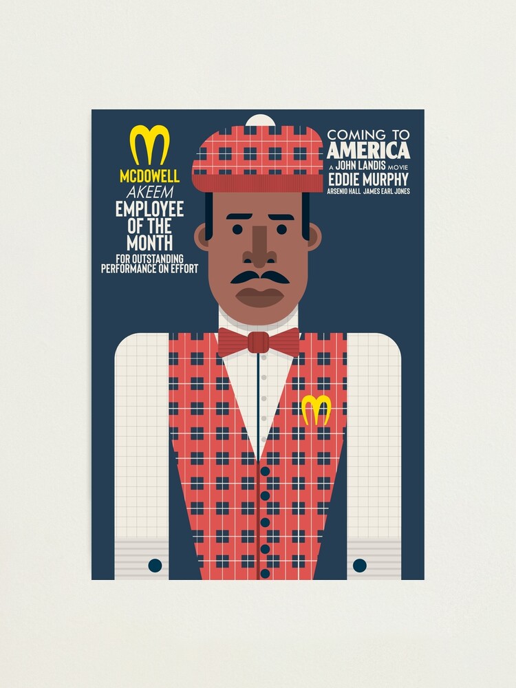 Coming to America, Eddie Murphy, prince Akeem Joffer, John Landis movie  poster, McDowell employee of the month, Il principe cerca moglie  Photographic