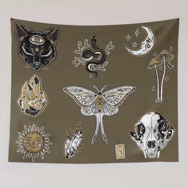 Item preview, Witchy Flash Sheet - tattoos designed and sold by lazymaystudios.