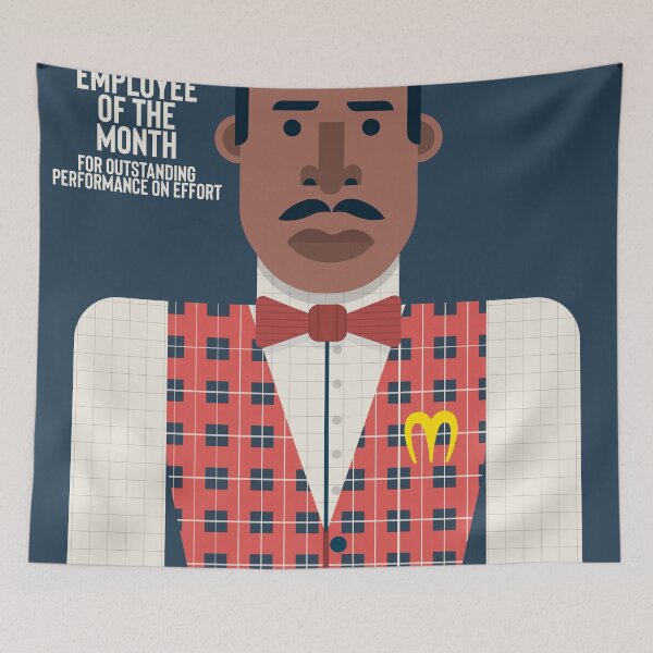 Item preview, Coming to America, Eddie Murphy, prince  Akeem Joffer, John Landis movie poster, McDowell employee of the month, Il principe cerca moglie designed and sold by Spallutos.