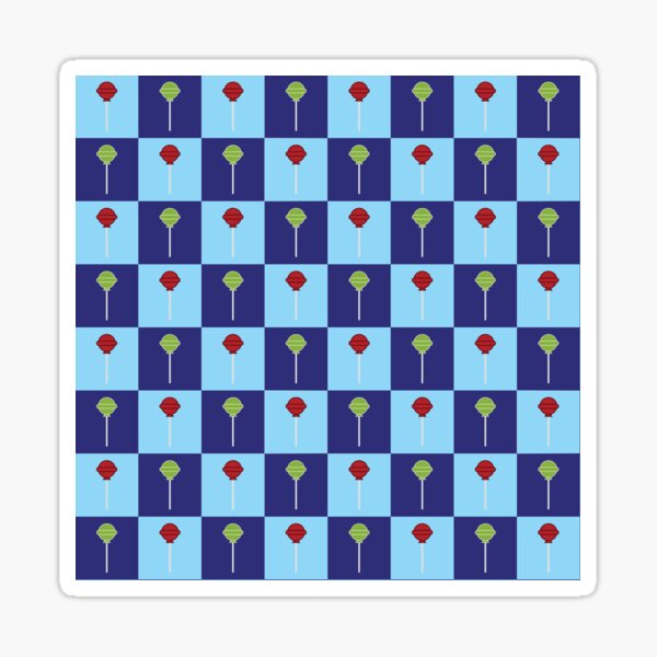 Blue Checkerboard Sweet Sour Lime Wild Chery Lollipops Sticker