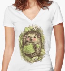 Little hedgehog colored Women's Fitted V-Neck T-Shirt