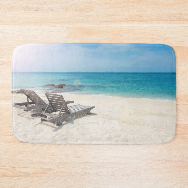 Item preview, Wooden Sunbeds On The Beach Landscape designed and sold by JTS STORE.
