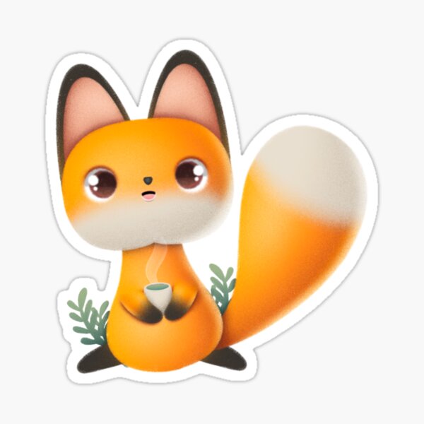 Item preview, Little fox with mug of tea designed and sold by Salvoodles.