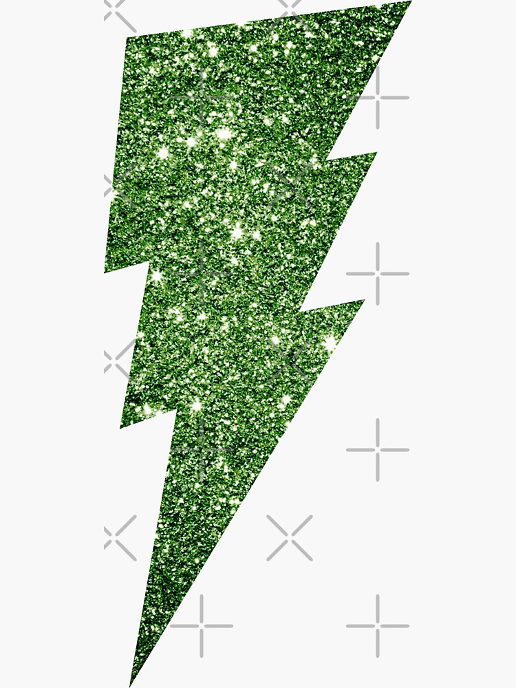 "Glitter Green lightning bolt, Lightning Strike" Sticker for Sale by